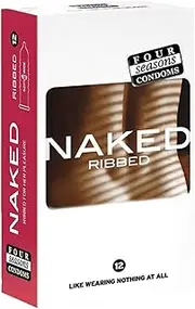 Four Seasons Naked Ribbed Condoms 12 Pack