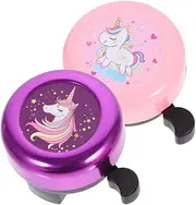 SUPVOX 2pcs Cute Bike Bell for Kids: Unicorn Pattern, Easy to Install, Loud Sound, Ideal for Girls' Bikes and Scooters