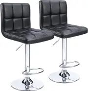 Bar Stools Modern PU Leather Adjustable Swivel Barstools, Armless Kitchen Counter Bar Stool (Set of 2)