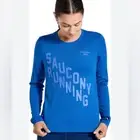 Saucony woman’s crewneck Long Sleeve Chronometer blue pullover running top S