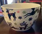 Boston Warehouse Christmas Ceramic Nesting Bowl Set of 3 Reindeer Snowflakes Dot