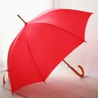 在飛比找樂天市場購物網優惠-大紅傘女新款木質彎柄半自動長柄傘復古三折疊喜慶結婚晴雨傘