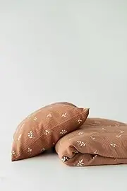 Baby Crib Duvet Cover Soft Muslin Double Gauze Bedding Boy Girl Nursery Kids Sheet Bedsheets by TISU (Caramel Leaves)
