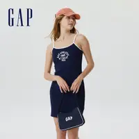 在飛比找蝦皮商城優惠-Gap 女裝 Logo印花修身吊帶洋裝-海軍藍(663387