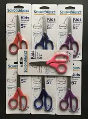 Schoolworks Beginner Kid Pointed-Tip Scissors Squishgrip 5+ Set of 7 Colors Vary