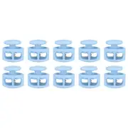 10pcs Cord Lock Double Hole Spring Toggle Stopper for Drawstring, Light Blue