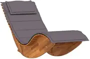 vidaxl Rocking Sun Lounger - Outdoor Wooden sunbed with Cushion - Solid Acacia Wood Reclining Chair with Ergonomic Design for Garden, Patio, Poolside - Dark Grey Cushions - Assembly Required