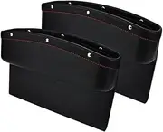 TOLUCKS Car Seat Pockets PU Leather Car Console Side Organizer Seat Gap Filler Catch Caddy for Car Interior Accessories,Cellphone Wallet Coin Key with Non-Slip Mat 9.2x6.5x2.1 inch Black（2 Pack）