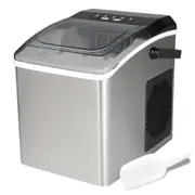 Koolatron Countertop Ice Maker Portable Ice Maker Machine (11.7kg) 9 Ice Cubes Ready in 6 Mins Self-Cleaning Function 2 Sizes Of Ice Pellets Ice Scoop And Basket Stainless Steel