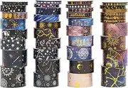 Songdao 36 Rolls Galaxy Washi Tape Pack Stars Arts Adhesive Tapes Gold Silver Foil Decorative Masking Tape Sets for Craft, Kids, Scrapbook, DIY, Gift Wrapping
