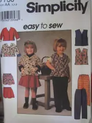 7736 UNCUT Vintage Simplicity SEWING Pattern Girls Jacket Vest Skirt Pants OOP