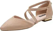 [Generic] Born Inlet Sandals for Women Women's New Medium Heel Pointed Low Heel Buckle Shallow Mouth Suede Retro Single Shoe Sandals Womens Sports Sandal