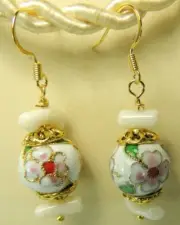 earrings with Shell & Floral Cloisonne Bridesmaid Wedding