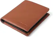 [Arnate] Men's Genuine Leather Note Sleeve Wallet RFID Blocking Slim Bifold Holds 4-11 Cards Coin Pouch Flat Notes Bills Pull-tab for Less Used Cards (Cognac)