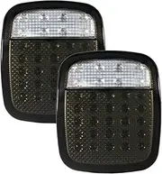 Turn Signal Lights for Jeep for Wrangler YJ TJ JK CJ 2pcs LED Tail Light 33 LEDs Car Rear Brake Reverse Turn Signal Light Turn Signal Lights(Black)