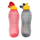 Tupperware Eco Bottle (2) Set 1.5L Handle + Straw RED+BLACK