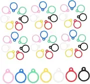 TEHAUX Giant Key Ring Pen Badge Holder 50pcs Silicone Ring Holders Anti-Lost Cooling Lanyard Wire Keyring