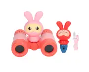 8x Kids Binoculars Detachable Shock Resistant Cute Rabbit Shape Children Binoculars Toy with Kids Whistle for Boys Girls Red