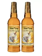 Lot 2 Jordan's Skinny Cinnamon Vanilla Coffee Syrup Gluten Carb Sugar Free Ship