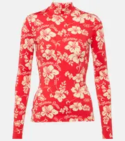 [Marine Serre] Marine Serre Second Skin printed jersey top AU 18 red