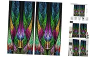 Abstract Art Window Curtains,Fractal Geometry Pattern in Stained Glass Style