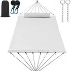 14ft Two Person Outdoor Hammock, Portable Camping with Folding Steel Ivory