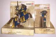 Schleich MOUNTED KNIGHT w Sword & SOLDIER w Boulder Blue & Yellow Gryfin MIP