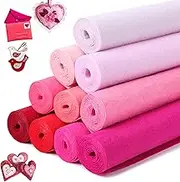 LOTOFUN Pink Stiff Felt Sheet：10Pcs 8x35Inch Assorted Felt Fabric Sheet for Crafts Squares Nonwoven Patchwork DIY Sewing Kids Children