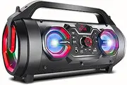 [Audiocore] AC875 Portable Bluetooth Speaker Boombox 30 W (20 W + 5 W x 2) Bazooka Splashproof Radio, MicroSD, Aux, USB, Lighting, Microphone Connection, Remote Control (Speaker)