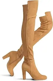 [Shoe'N Tale] Womens Low Heeled Boots Pointed Toe Over The Knee Thigh High Boots