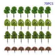 70pcs Miniature Scenery Model Pine Trees Deep Green Pines For HO O N Z Scale