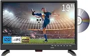 ZOSHING TV 19inch,TV with dvd player/T2 Freeview channels,Full HD IPS 1080P screen with HDMI and USB port,12v car cable/AC powered for RV,Bedroom,Campervan(UK-2023)