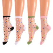 Abien Sheer Socks See Through Mesh Socks Transparent Tulle Socks 4 Pairs for ...