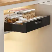Kitchen Cabinet Pull Out Slide Drawer Shelf Organiser Rack Storage Holder Spices,No Drill Slide Out Drawers 40cm Black