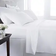 1500TC Egyptian Cotton Fitted Full Sheet Set in White (King Single)