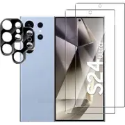 [2 +2] Galaxy S24 Ultra 2 Pack 2.5D Tempered Glass Screen Protector + 2 Pack HD Camera Lens Protector 9H Hardness Tempered Glass for Samsung Galaxy S24 Ultra 5G (6.8")