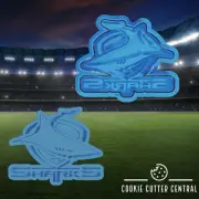 NRL Cronulla Sutherland Sharks Cookie Cutter and Embosser - 7.3cm x 8.9cm