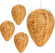 4 Pack Wasp Nest Decoy Outdoor Waterproof,Wasp Decoy Nest Fake Wasp Nest,Decoy Wasp Nest Waterproof Wasp Deterrent Outdoor Hanging,for Wasps Hornets Yellow Jackets Home Garden Yard Outdoors (4Pcs)