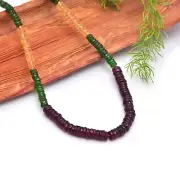 Citrine Chrome Diopside Garnet Facet Tyre Heishi Beads Necklace 925 Silver Chain