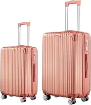 [AUSWAY] 2 Piece Luggage Set Travel Suitcases Carry On Luggage ABS+PC 20/28 inch Lightweight with 6 Packing Cubes Rose Gold