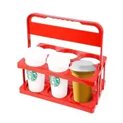 6-Cups Foldable Plastic Cup Holder with Handle for Drink Delivery Beverages