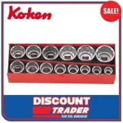 Koken 3217A 3/8″ Square Drive Socket Set 12 Point 13 Piece AF Made in Japan