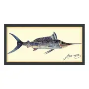 Empire Art Direct Blue Marlin Dimensional Collage Handmade by Alex Zeng Frame...