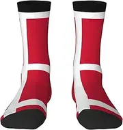 [JEJEA] Danish flag print Socks For Men and Women Men's Moisture Control Crew Socks Gifts For Golf, Hunting, Camping