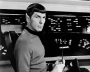 Leonard Nimoy as Spock on Enterprise bridge station 24x36 inch poster