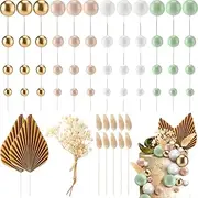 61Pcs Sage Green Ball Cake Topper and Picks - Foam Cupcake Topper for Baby Shower, Birthday Party, Wedding Anniversary - DIY Cake Decoration Supplies