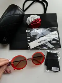 在飛比找Yahoo!奇摩拍賣優惠-Chanel香奈兒圓框墨鏡9.5新太陽眼鏡太陽鏡samayu