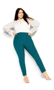 City Chic Ladies Lily Full Length Pants sizes 16 18 Small Medium Colour Teal