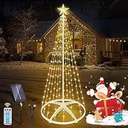 1.5M Solar Christmas Tree String Light, 202 LED Christmas Fairy Light, Christmas Decoration Lights Indoor Outdoor with 8 Flash Modes for Porch Yard Patio Outdoor Xmas Holiday Decor