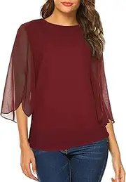 [Oyamiki] Women Bow Tie Neck Chiffon Long Sleeve Blouse Tops Casual Office Work Shirts